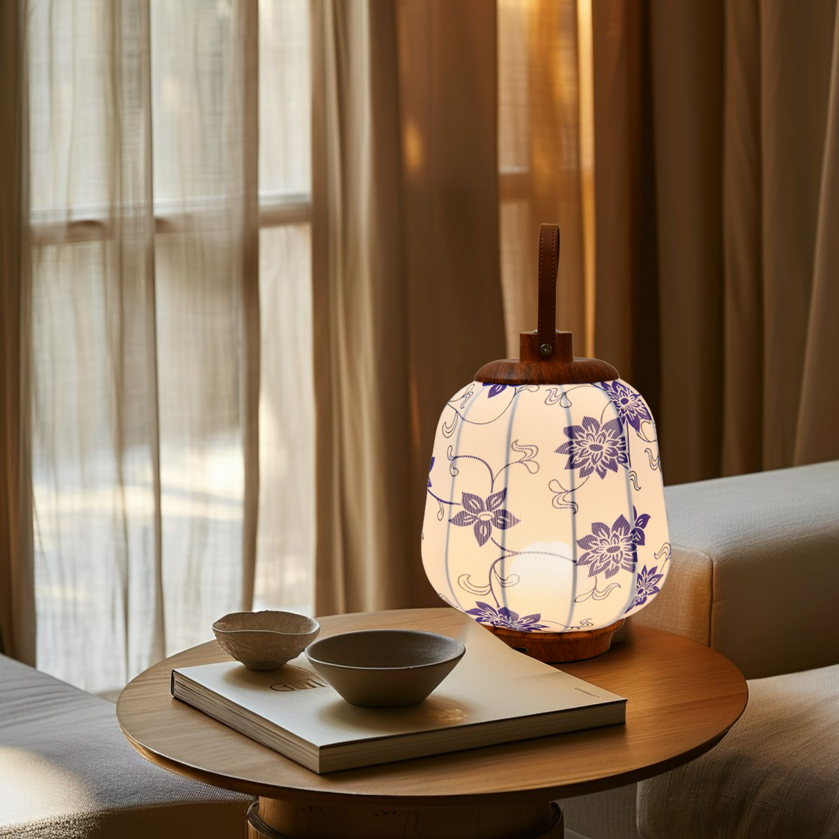 Sakringt Pumpkin Lantern S821 – Blue & White Porcelain Cordless LED La