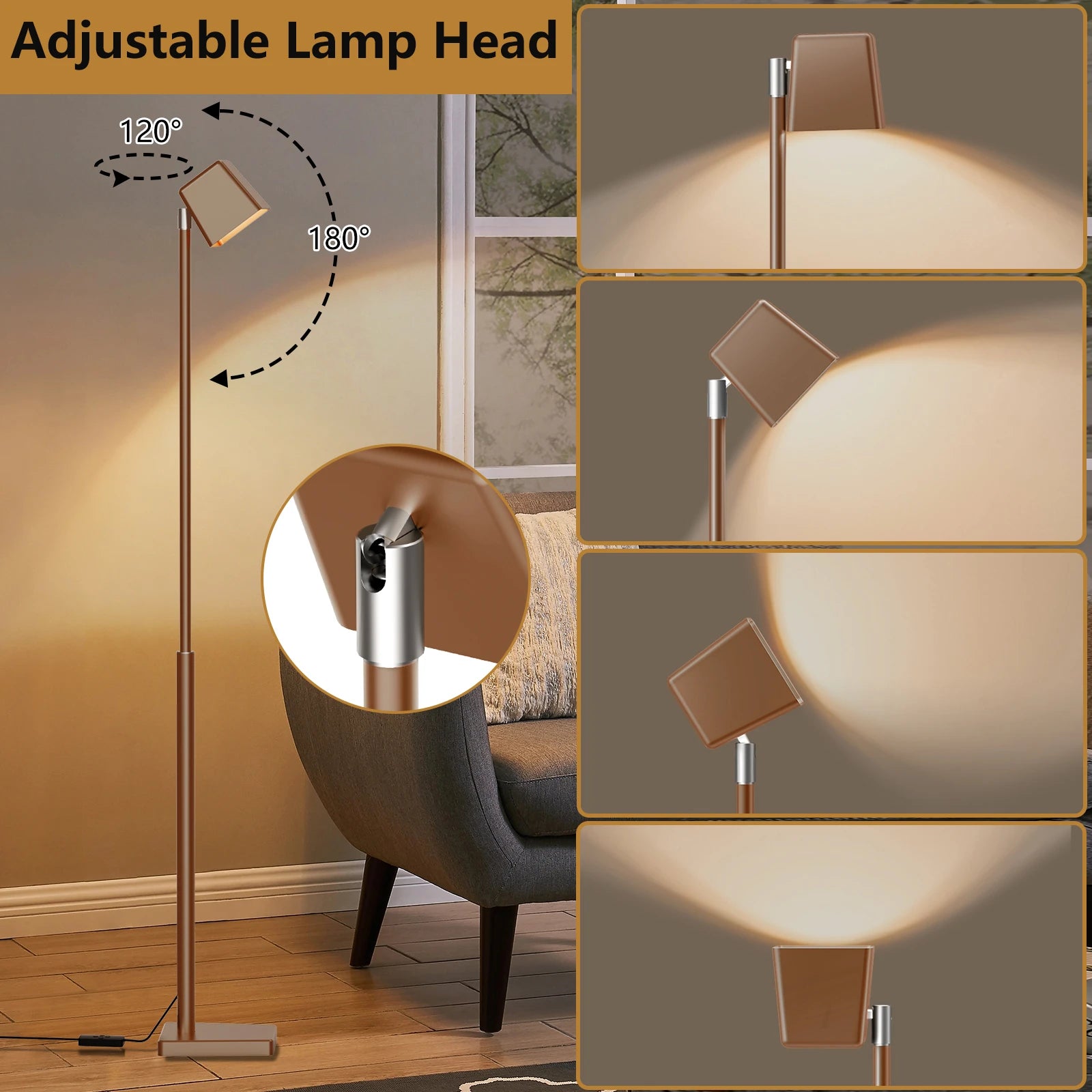 フロアスタンド Floor lamp lighting fixture 3 Light Industrial Floor Lamp Farmhouse Standing Lamps - On