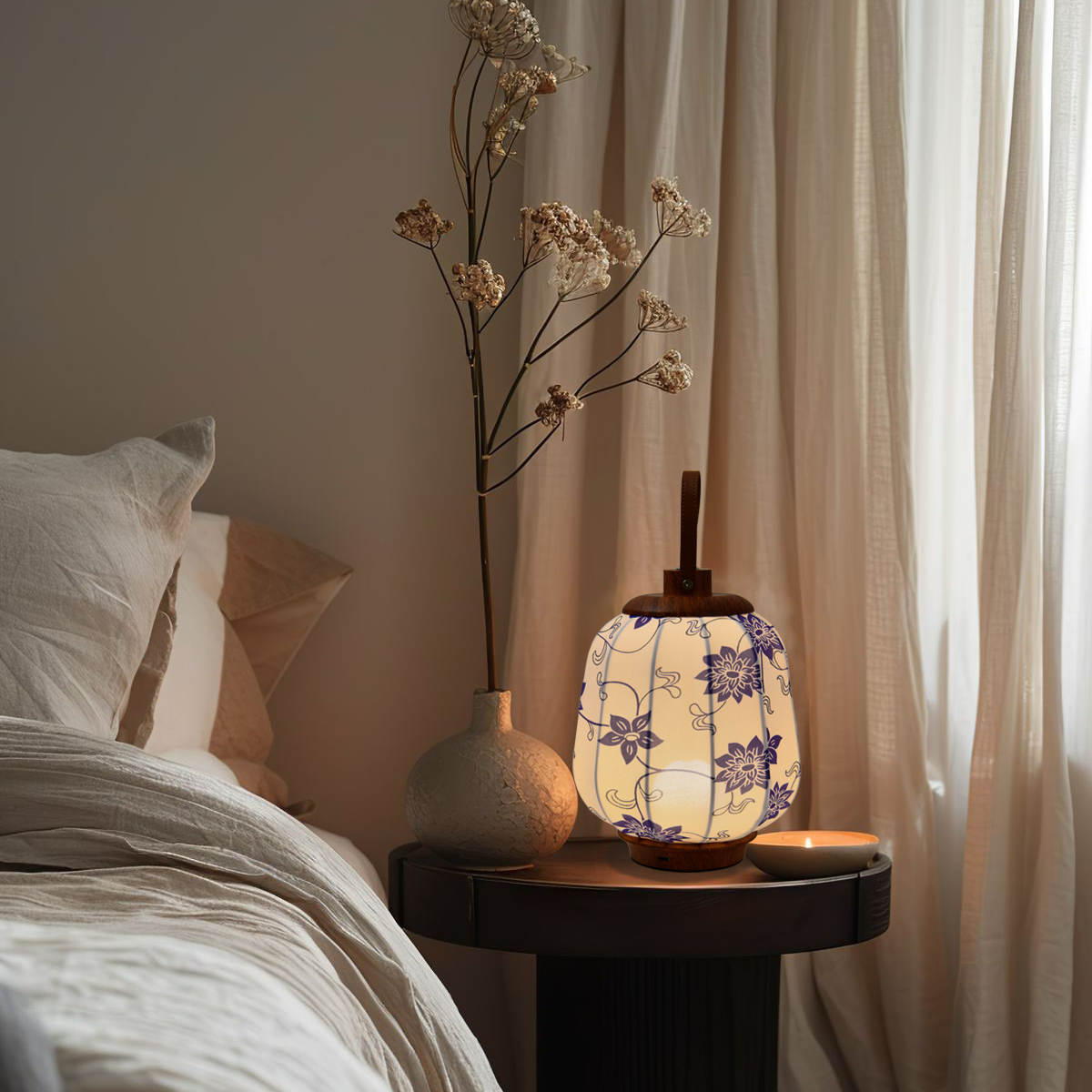 Sakringt Pumpkin Lantern S821 – Blue & White Porcelain Cordless LED La